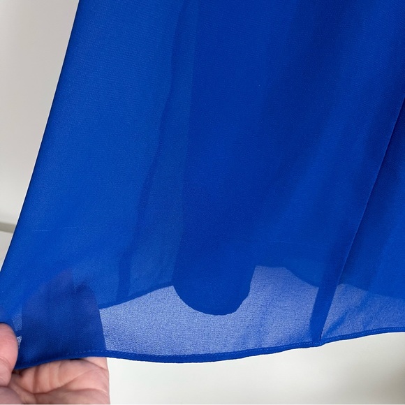 NWT Lauren Ralph Lauren Sapphire or Royal Blue Ruched Faux Wrap Dress Sz 6 - Picture 10 of 11